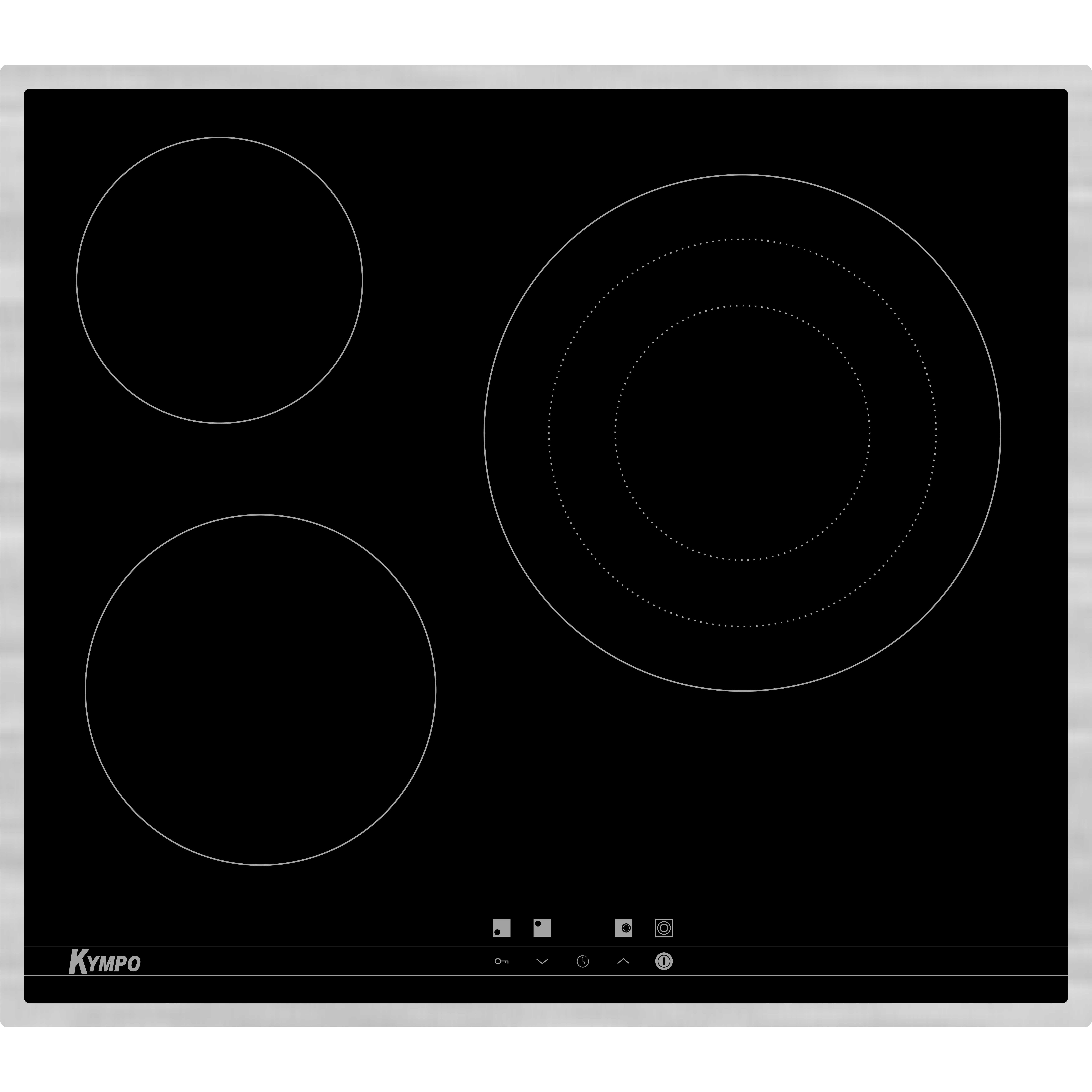 PLACA VITRO 3F TÁCTIL MARCO INOX KYMPO